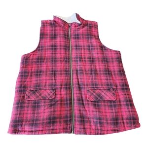 Maurices Vest Womens XXL Plaid Faux Shearling Vest Red Black